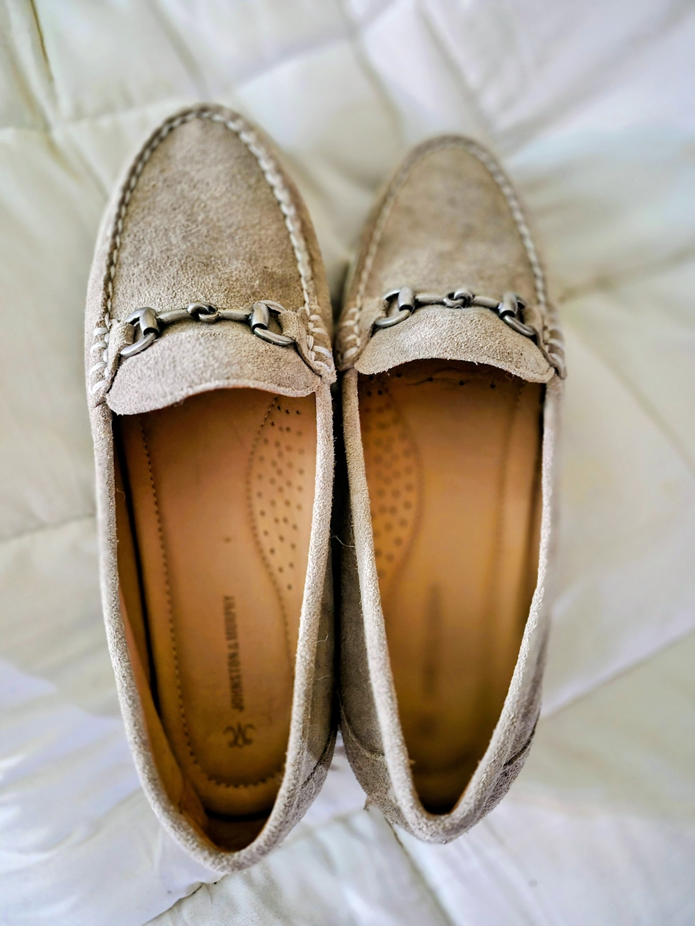 Johnston & Murphy Women's Suede Bit Loafers in Light Taupe